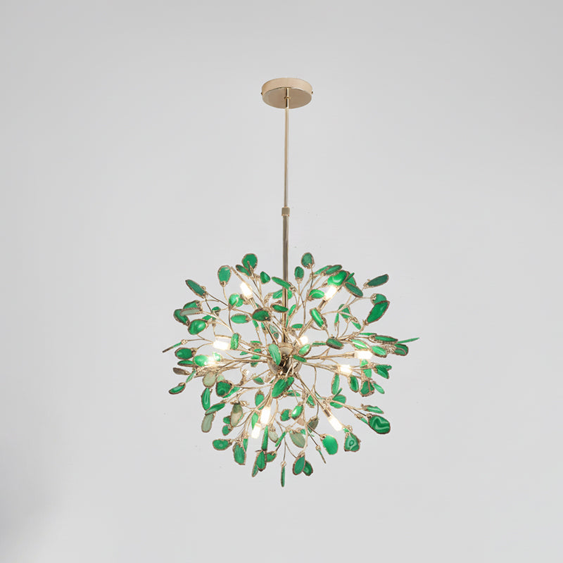 Modern Gold Chandelier Light with Natural Agate Accents for Dining Room 31