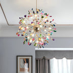 Modern Gold Chandelier Light with Natural Agate Accents for Dining Room 5