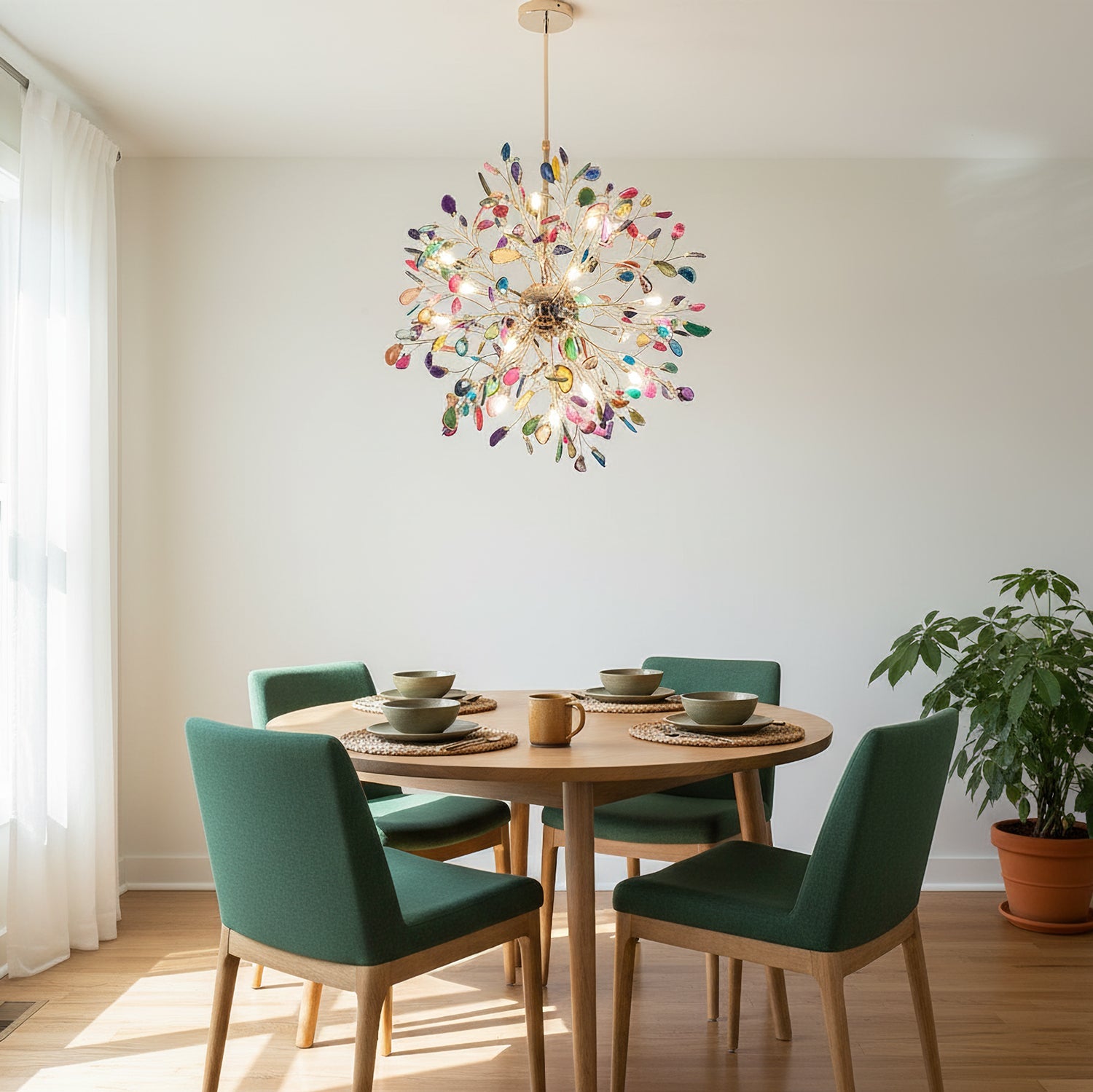 Modern Gold Chandelier Light with Natural Agate Accents for Dining Room 7