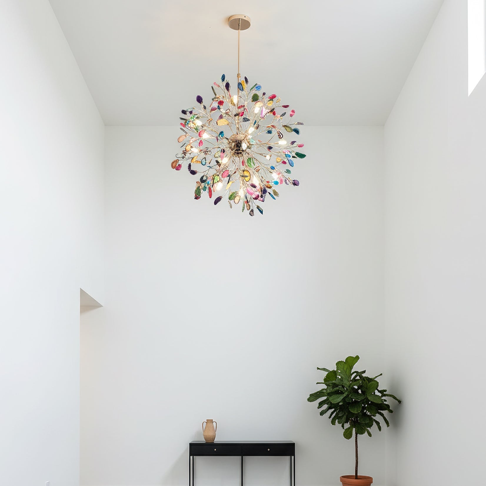 Modern Gold Chandelier Light with Natural Agate Accents for Dining Room 8