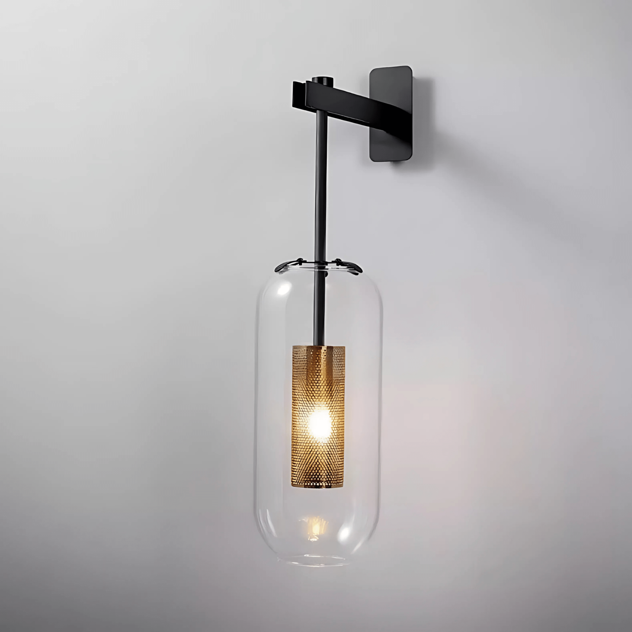 Modern Industrial Wall Light with Clear Glass Shade – Elegant Sconce for Living Rooms and Hallways 4