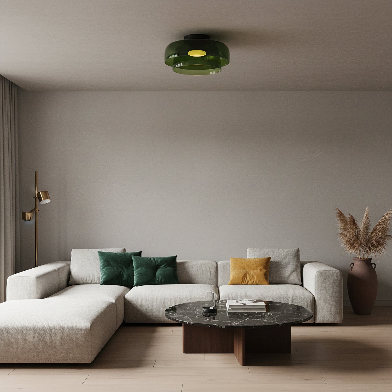Modern LED Ceiling Light Fixture with Adjustable Brightness and Glass Design 3