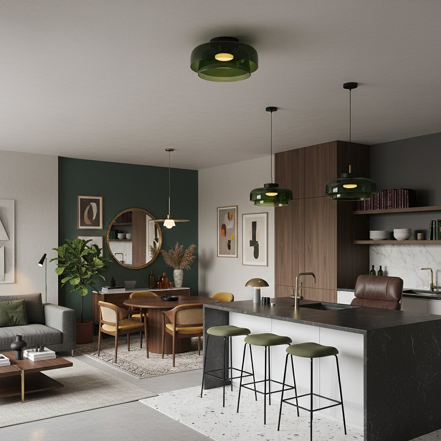 Modern LED Ceiling Light Fixture with Adjustable Brightness and Glass Design 4