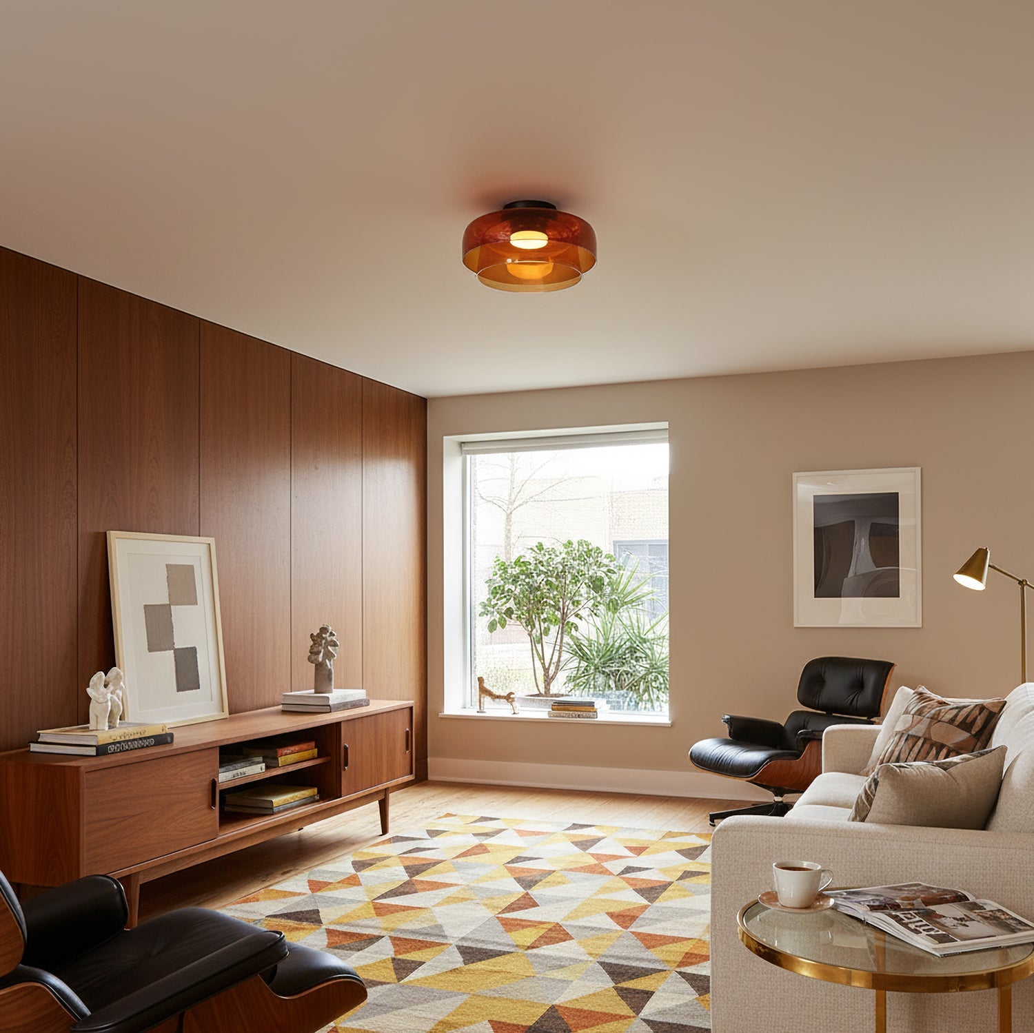 Modern LED Ceiling Light Fixture with Adjustable Brightness and Glass Design 5