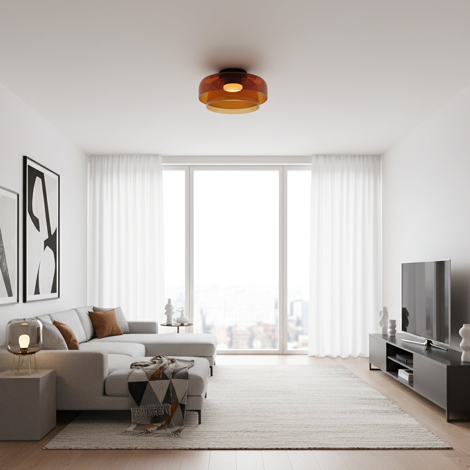 Modern LED Ceiling Light Fixture with Adjustable Brightness and Glass Design 6