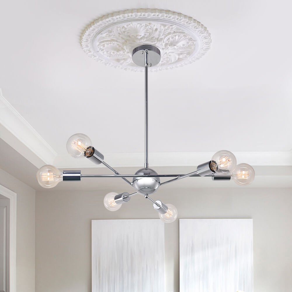 Modern Linear Chandelier Light in Brass and Chrome Finish for Dining Room 0