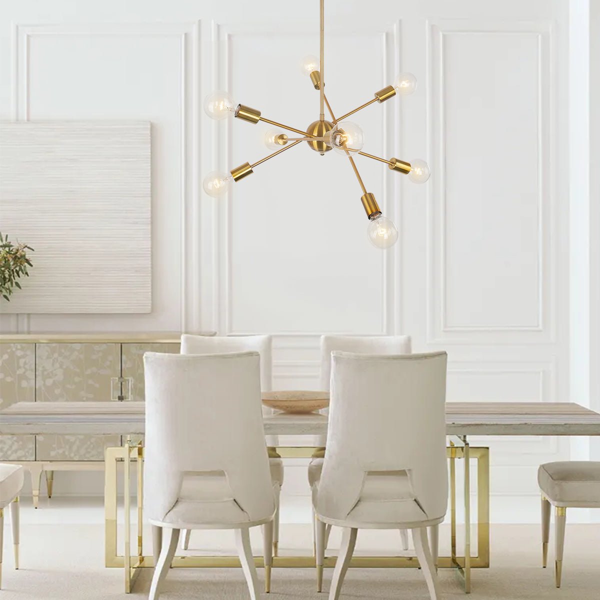 Modern Linear Chandelier Light in Brass and Chrome Finish for Dining Room 2