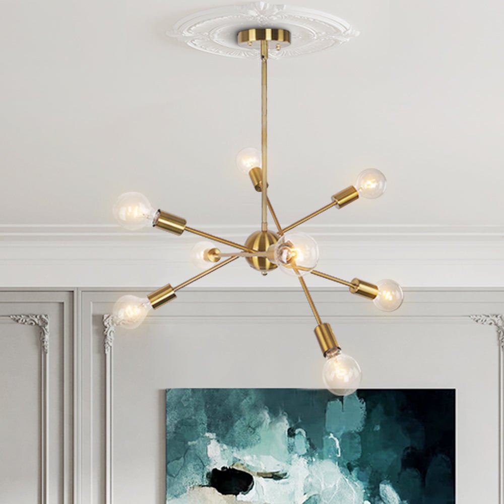 Modern Linear Chandelier Light in Brass and Chrome Finish for Dining Room 3