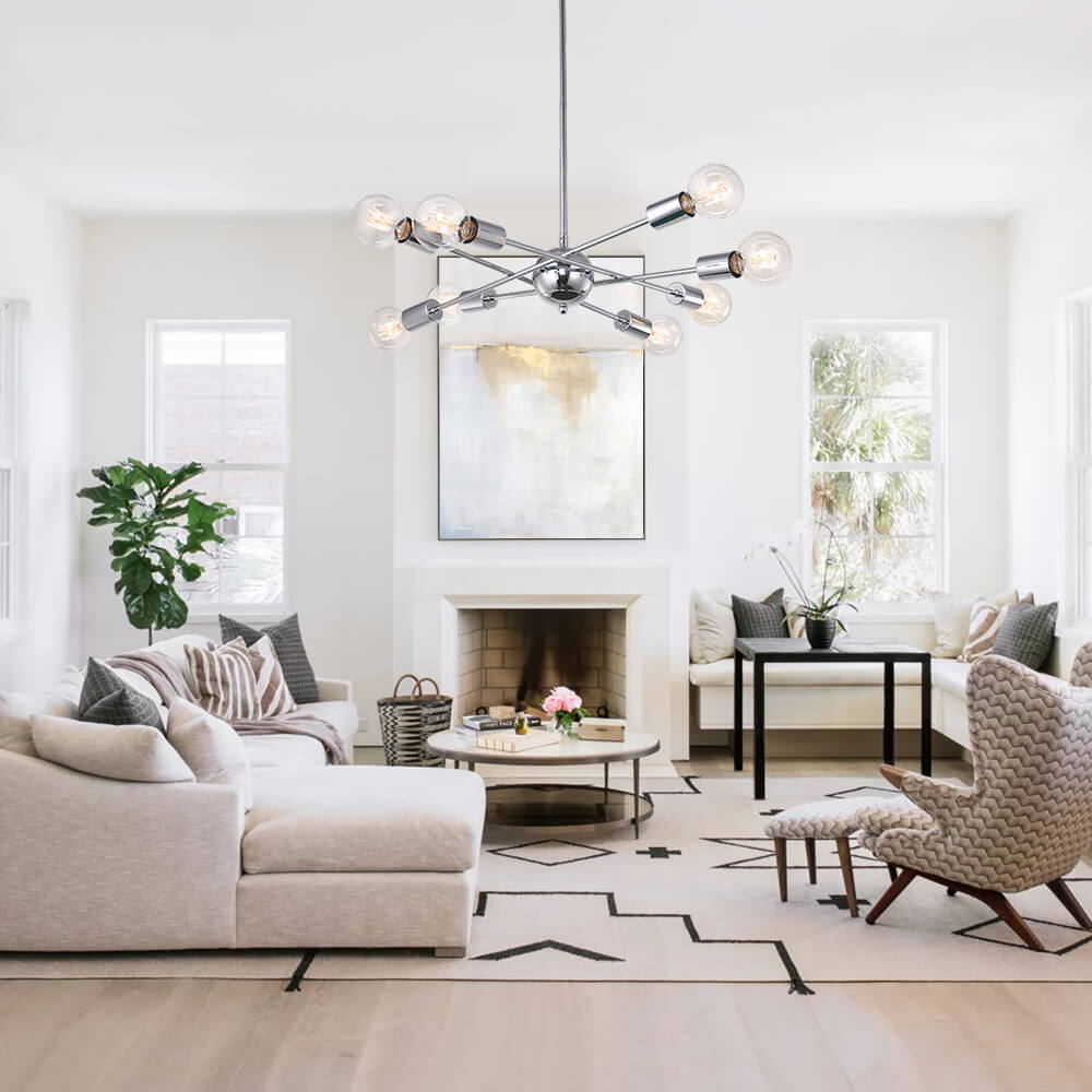Modern Linear Chandelier Light in Brass and Chrome Finish for Dining Room 4