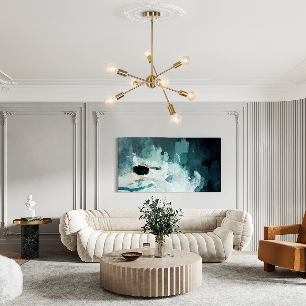 Modern Linear Chandelier Light in Brass and Chrome Finish for Dining Room 6