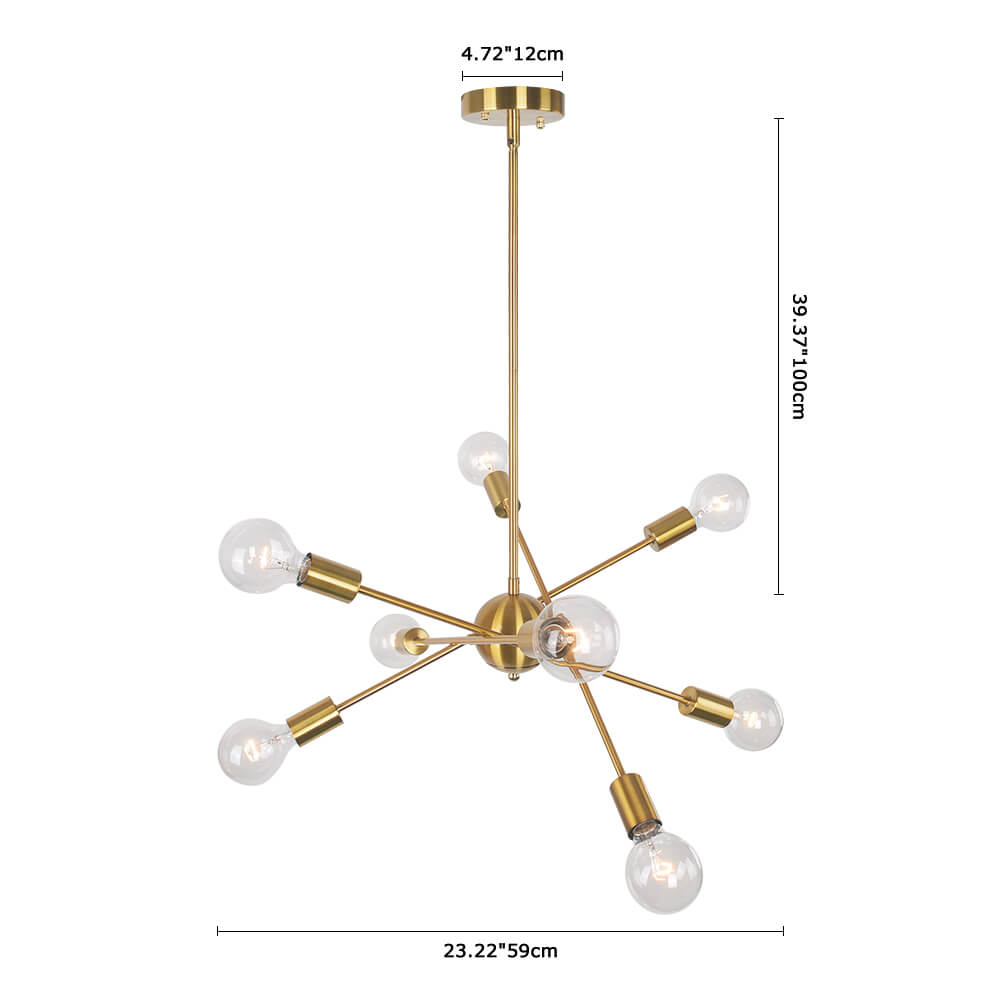 Modern Linear Chandelier Light in Brass and Chrome Finish for Dining Room 8