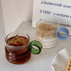 Modern Mediterranean Glassware Drinking Glasses with Circular Handle – 300ml Capacity in Vibrant Colors 1