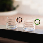 Modern Mediterranean Glassware Drinking Glasses with Circular Handle – 300ml Capacity in Vibrant Colors 2