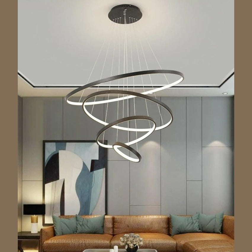 Modern Ring Chandelier with Adjustable LED Lights – Sleek Contemporary Design for Home 8