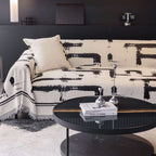 Monochrome Sofa Cover in Black and White, Durable Polyester Jacquard Slipcover, Pet-Friendly Couch Cover for Stylish Protection 1