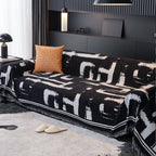 Monochrome Sofa Cover in Black and White, Durable Polyester Jacquard Slipcover, Pet-Friendly Couch Cover for Stylish Protection 3