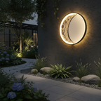 Moon-Shaped Outdoor Wall Light – IP65 Waterproof LED Garden Sconce in Matte Black 1