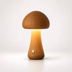 Mushroom-Shaped Table Lamp with Wood Finish and Touch Dimmable Control 0