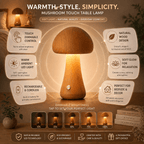 Mushroom-Shaped Table Lamp with Wood Finish and Touch Dimmable Control 2