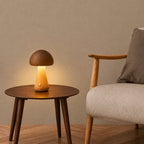 Mushroom-Shaped Table Lamp with Wood Finish and Touch Dimmable Control 3