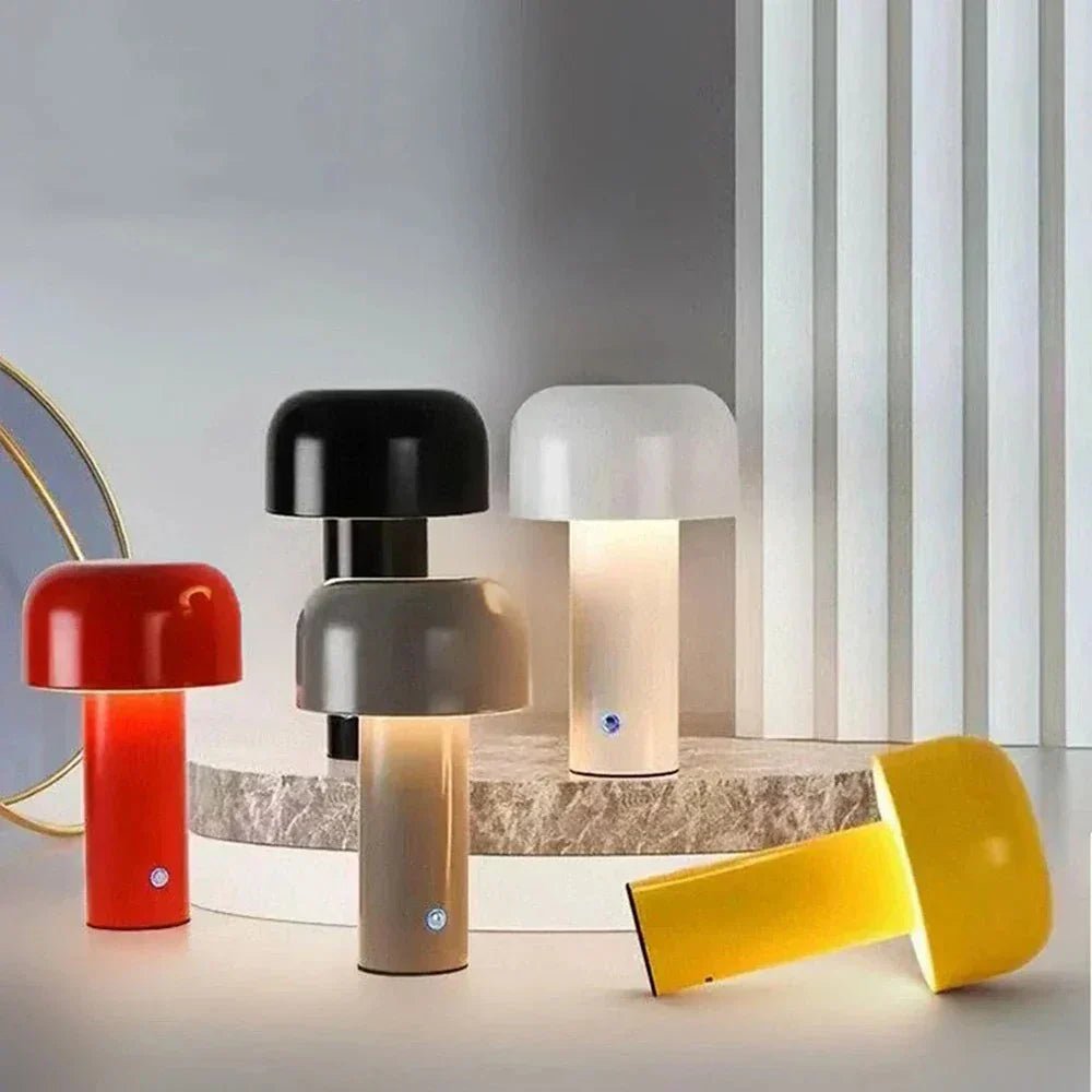 Mushroom Table Lamp in Plastic with USB Charging for Bedside or Desk 2
