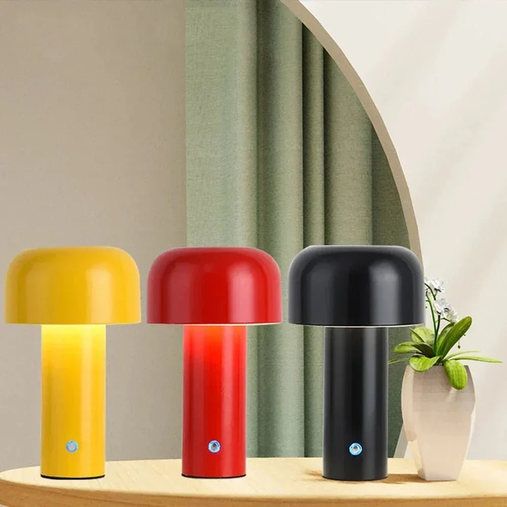 Mushroom Table Lamp in Plastic with USB Charging for Bedside or Desk 4