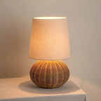 Natural Rattan Table Lamp with Linen Shade – Elegant Bedside Light for Modern Interiors 0