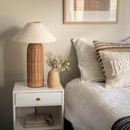 Natural Rattan Table Lamp with Linen Shade – Elegant Bedside Light for Modern Interiors 5