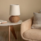 Natural Rattan Table Lamp with Linen Shade – Elegant Bedside Light for Modern Interiors 6