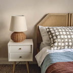 Natural Rattan Table Lamp with Linen Shade – Elegant Bedside Light for Modern Interiors 7