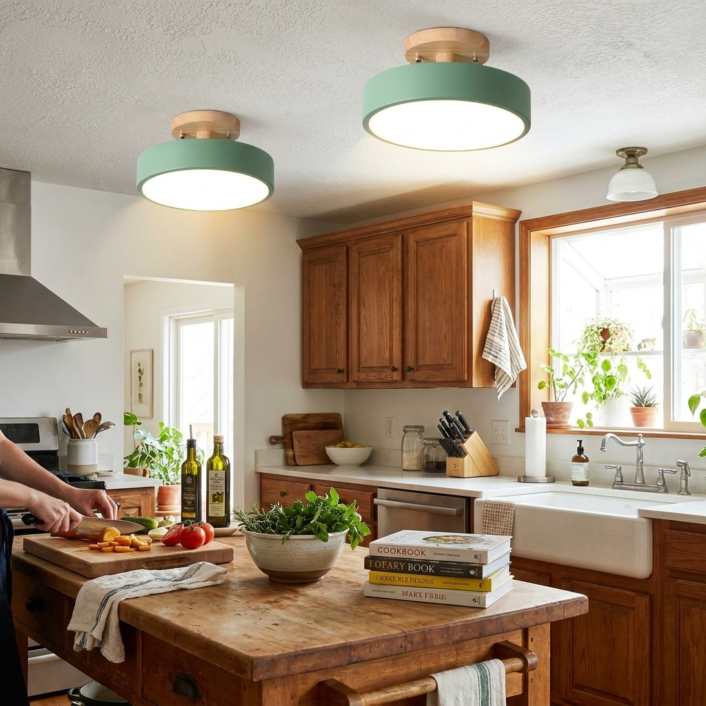 Nordic Log Round LED Ceiling Light lifestyle