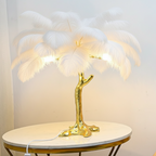 Nordic Floor Lamp with Ostrich Feather Shade for Living Room Ambiance 0
