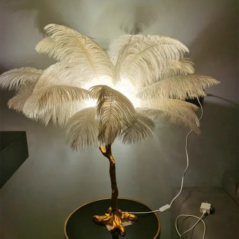 Nordic Floor Lamp with Ostrich Feather Shade for Living Room Ambiance 11