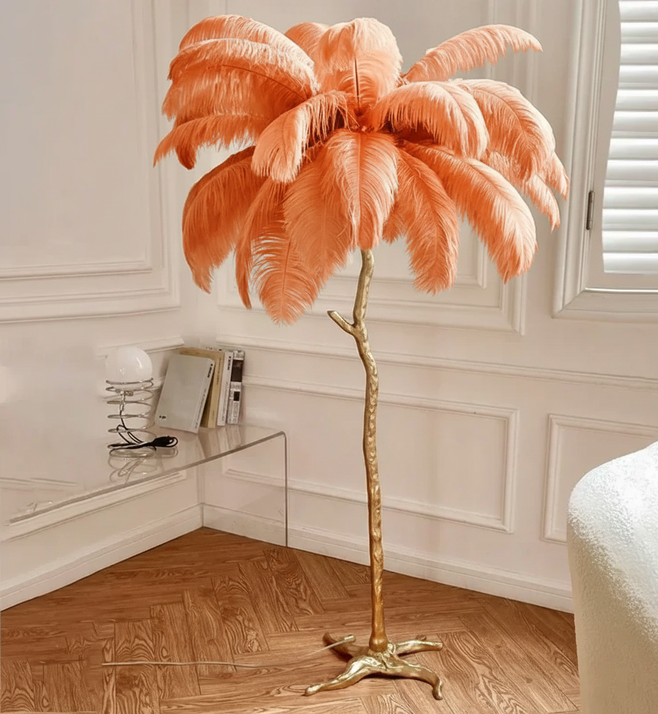 Nordic Floor Lamp with Ostrich Feather Shade for Living Room Ambiance 13
