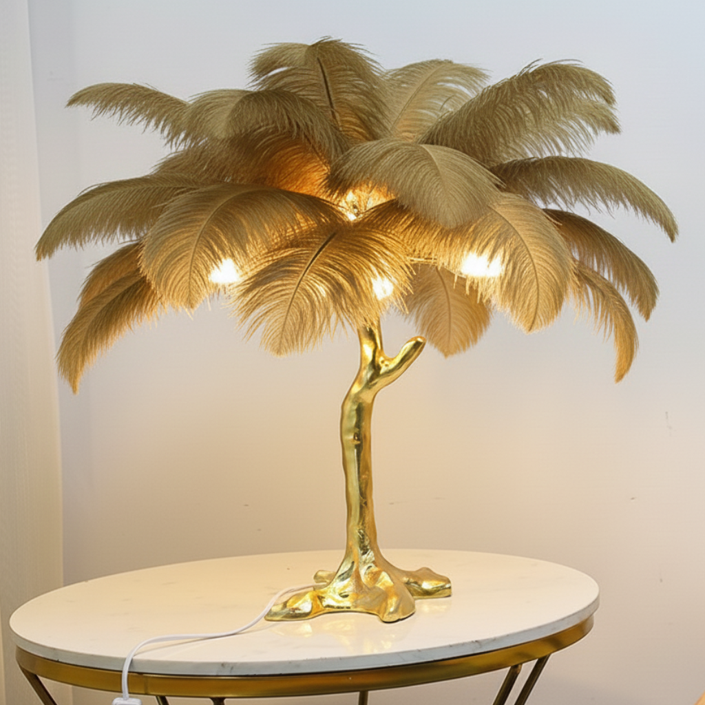 Nordic Floor Lamp with Ostrich Feather Shade for Living Room Ambiance 22