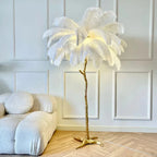 Nordic Floor Lamp with Ostrich Feather Shade for Living Room Ambiance 4