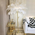 Nordic Floor Lamp with Ostrich Feather Shade for Living Room Ambiance 6