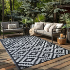 Outdoor Rug with Polypropylene Material and Geometric Design for Patios 0