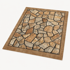 Outdoor Rug with Washable Fabric and Faux Stone Design for Patio