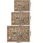 Outdoor Rug with Washable Fabric and Faux Stone Design for Patio 5