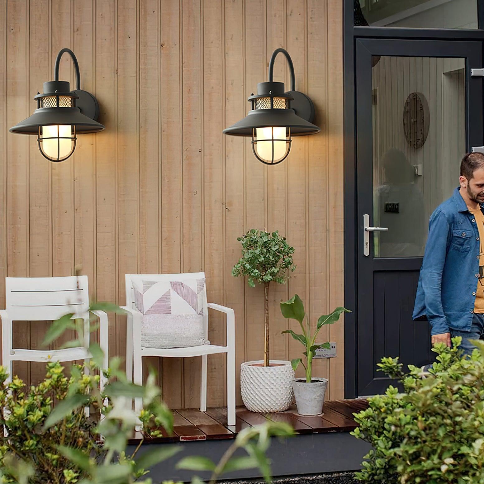 Outdoor Wall Lamp with Metal Cage and Soft Ambient Lighting 1
