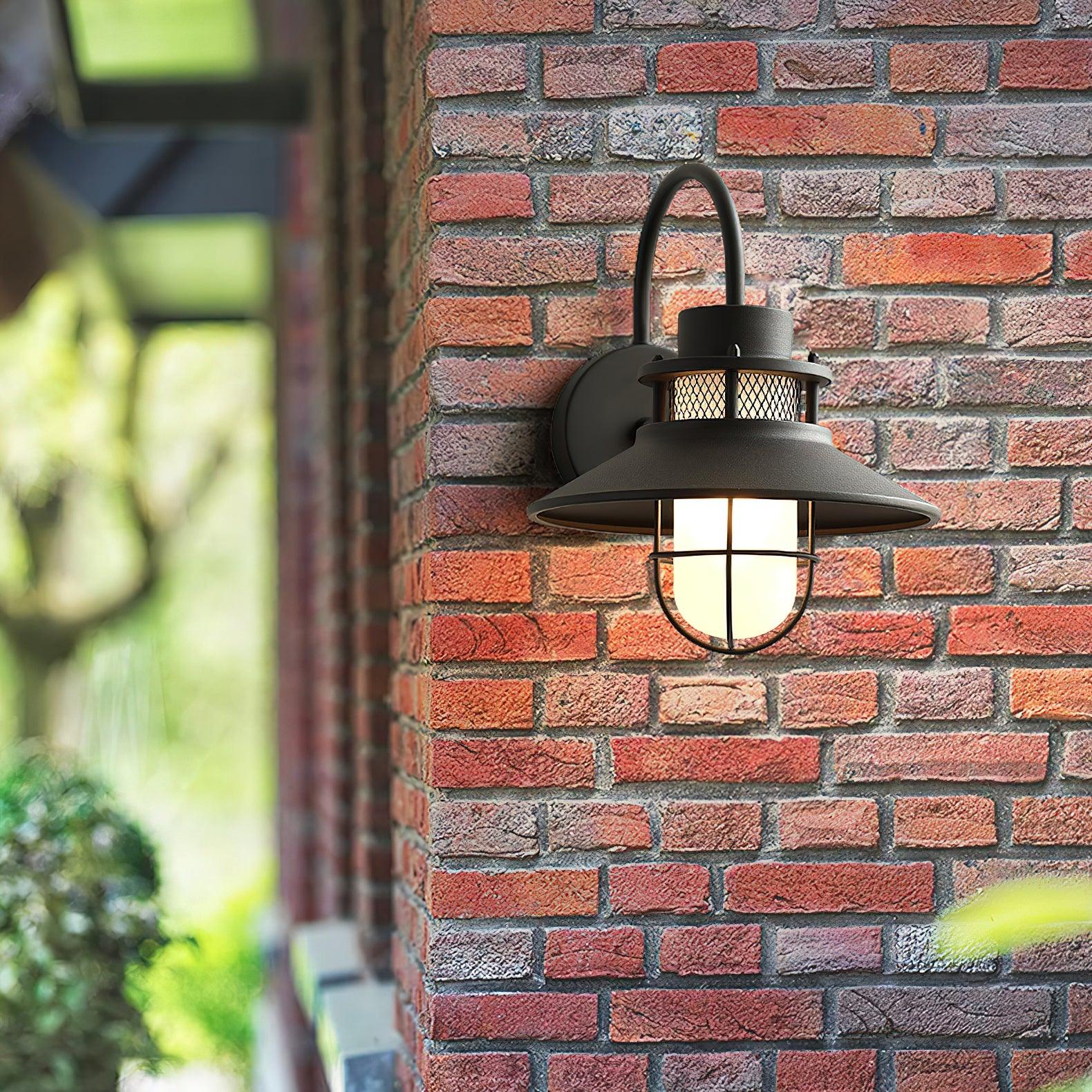 Outdoor Wall Lamp with Metal Cage and Soft Ambient Lighting 3