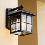 Outdoor Wall Lantern with Black Metal Frame and Clear Glass Panels 0