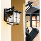 Outdoor Wall Lantern with Black Metal Frame and Clear Glass Panels 2