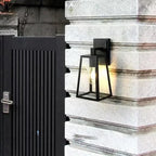Outdoor Wall Lantern with Geometric Glass and Matte Black Finish 1