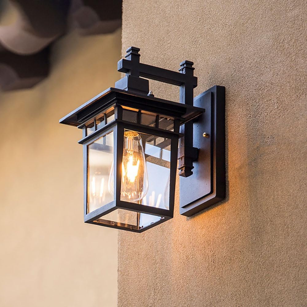 Outdoor Wall Lantern with Glass Panels and Vintage Design 0