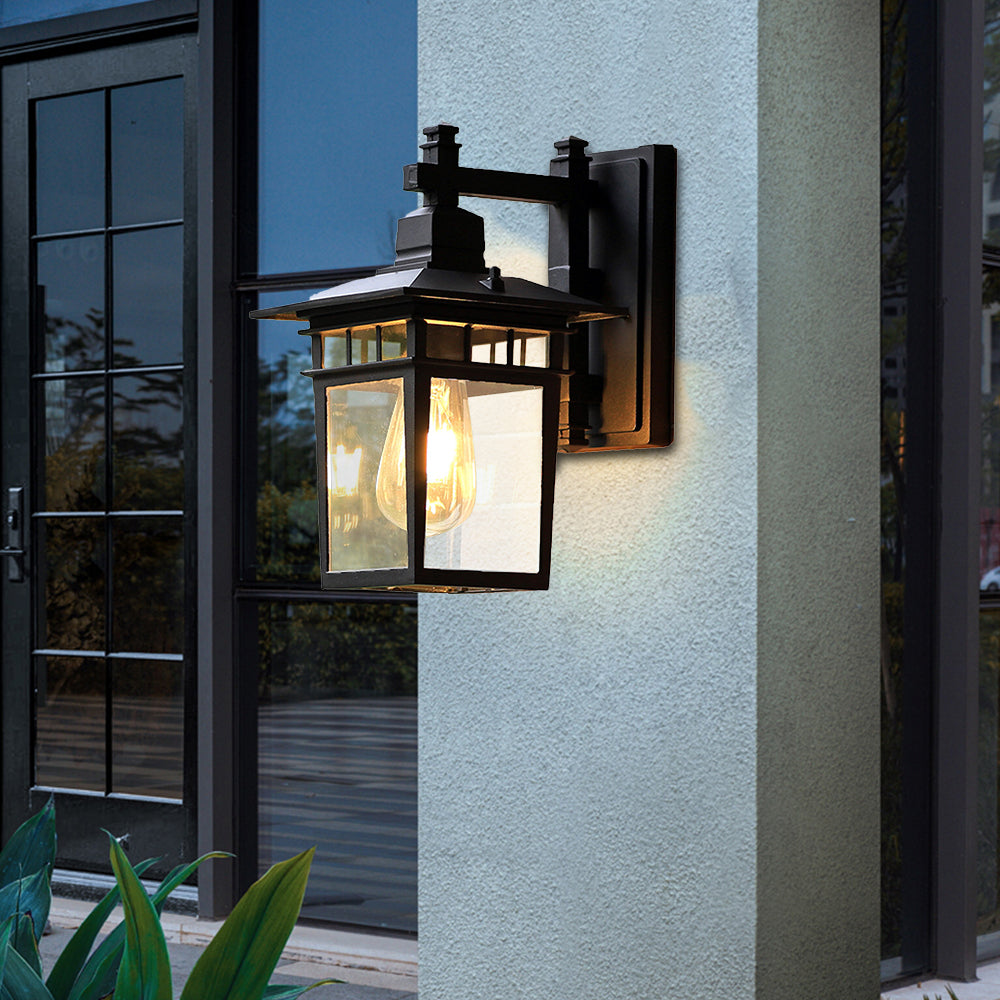 Outdoor Wall Lantern with Glass Panels and Vintage Design 1
