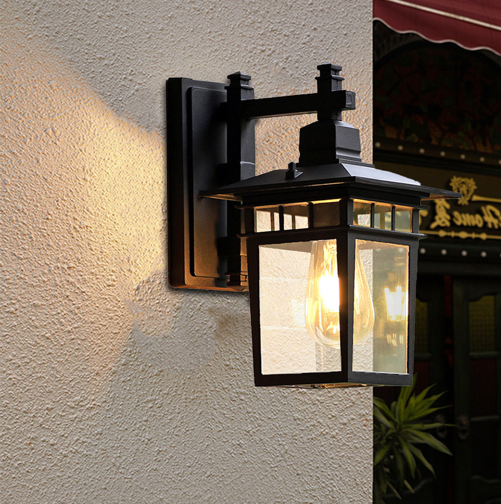 Outdoor Wall Lantern with Glass Panels and Vintage Design 2