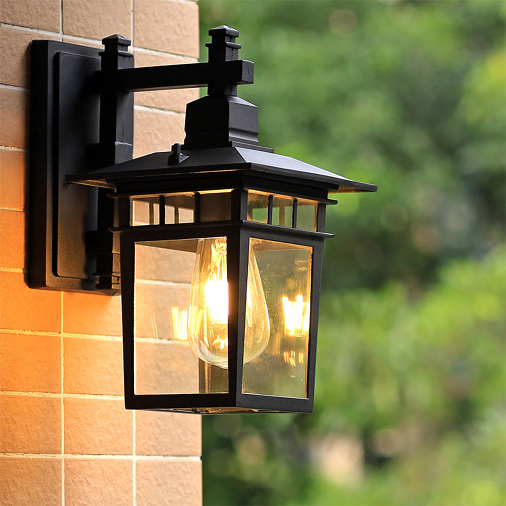 Outdoor Wall Lantern with Glass Panels and Vintage Design 3