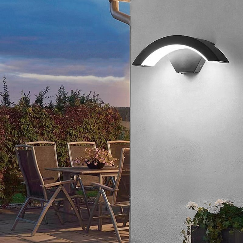 Outdoor Wall Lights with Aluminium Curved Design and LED Illumination 3